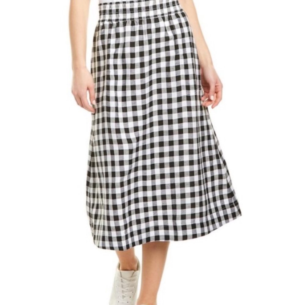 Madewell Smocked-Waist Midi Skirt in Gingham Check